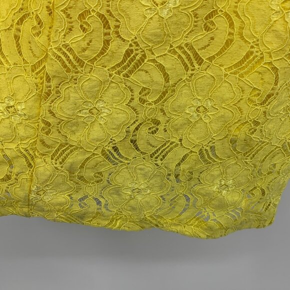 Revolve NSR Dress Midi Yellow Lace Floral Twist Front Sleeveless - Picture 14 of 16